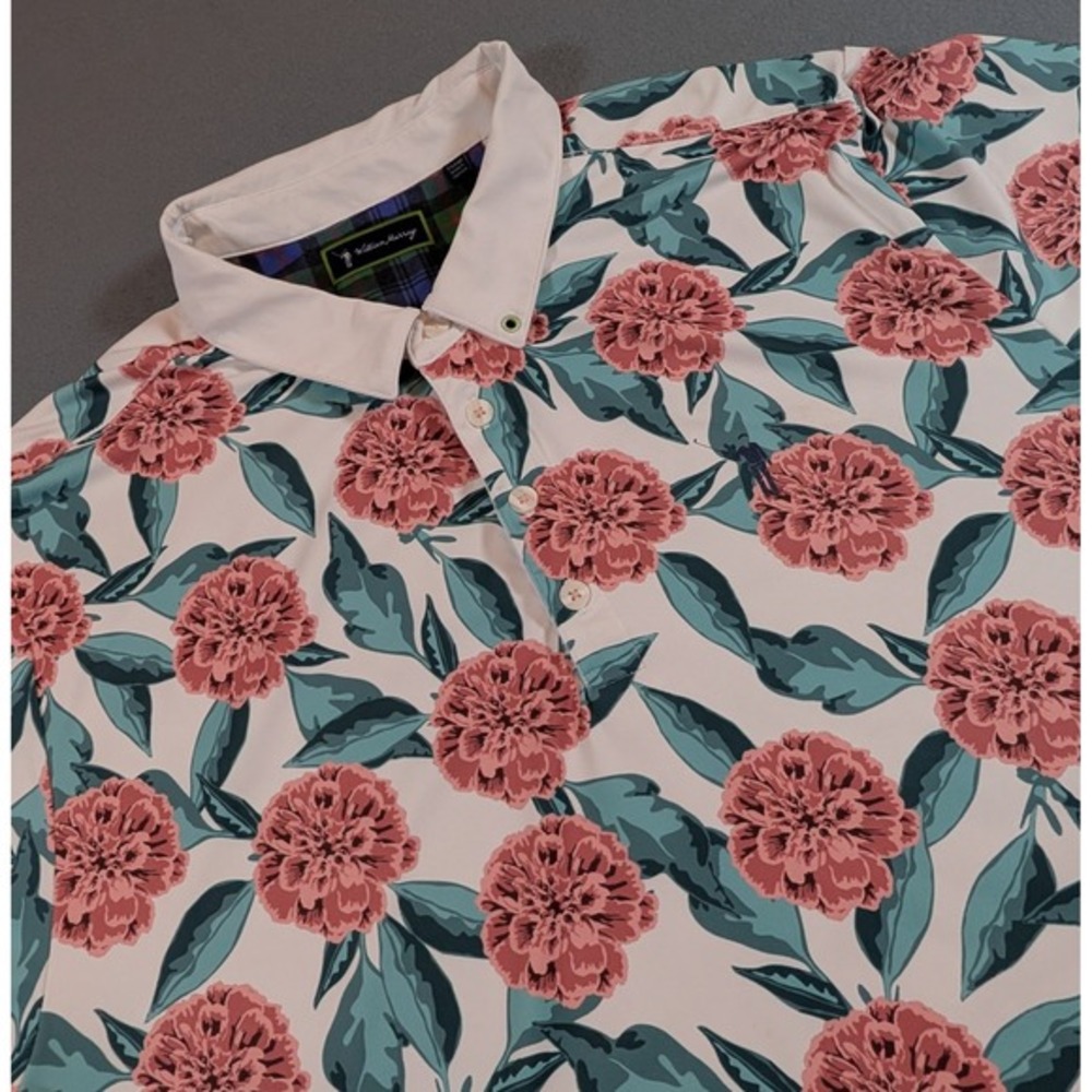 William Murray Golf Mens Size XL All Over Floral Print Short Sleeve Polo Shirt